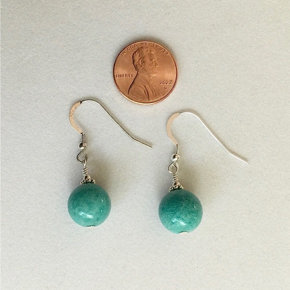NWT Amazonite & Sterling Drop Earrings - c 27.5 tcw 5 Star Natural Mineral Gems - Picture 2 of 5